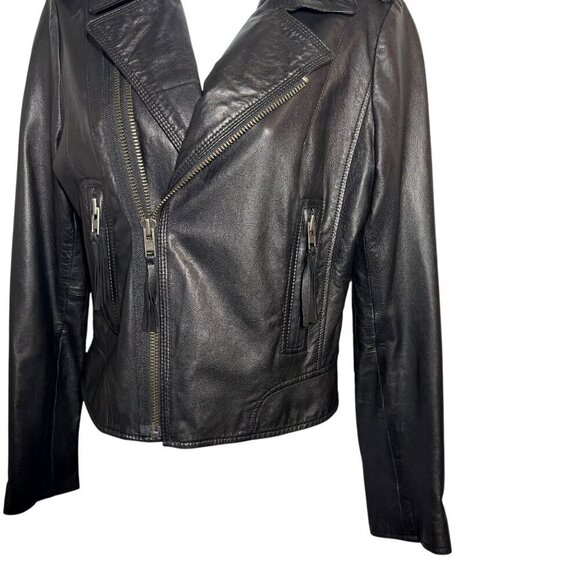 JOIE  Leolani real Lamb Leather Moto Jacket black size small - Picture 3 of 11